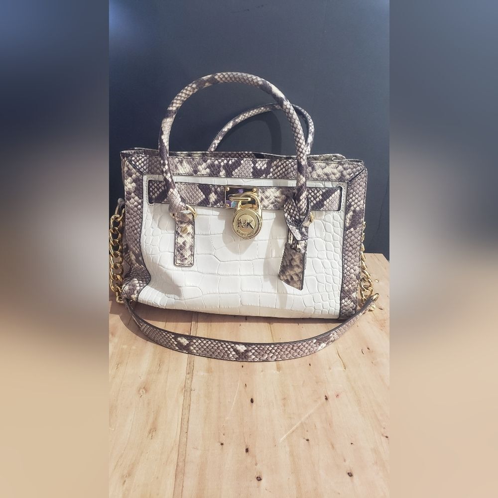 Michael Kors Hamilton Crocco Embossed Python Leather Bag - Picture 2 of 15